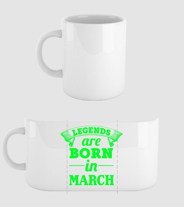 Legends are born in March model alb pe tricou