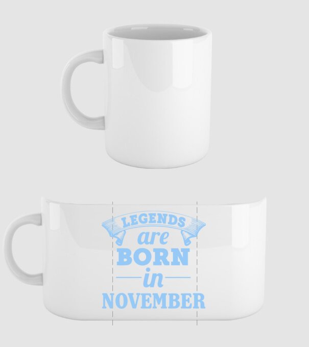 Legends are born in November model alb pe tricou