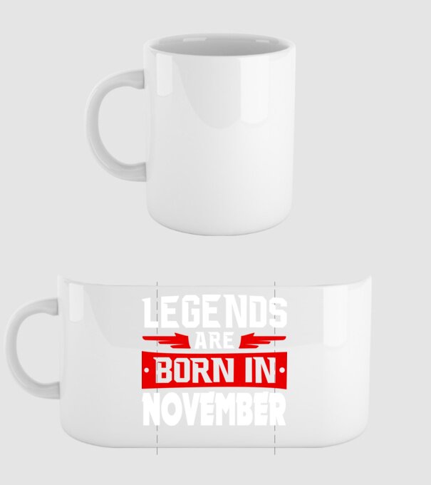 Legends are born in November model alb pe tricou