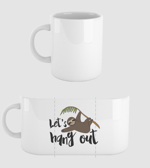 'Let''s hang out sloth' model alb pe tricou