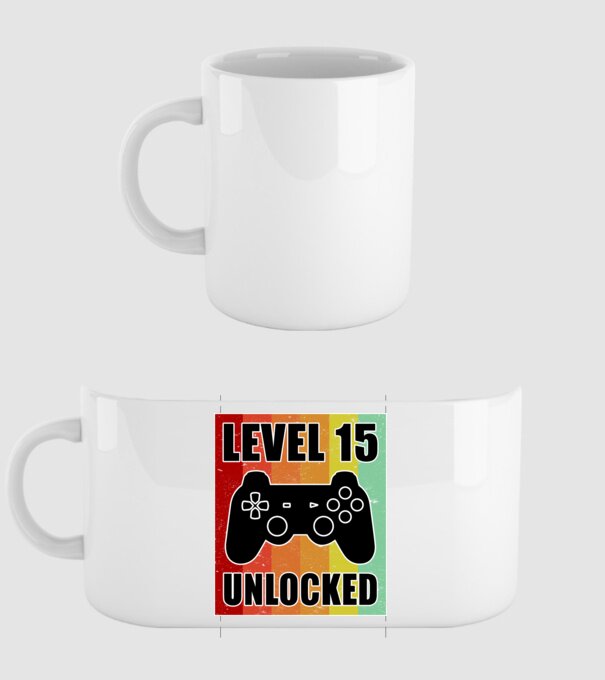 level 15 unlocked retro gamer model alb pe tricou