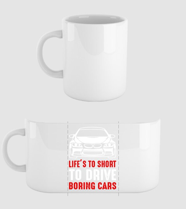 Life is too short to drive boring cars model alb pe tricou