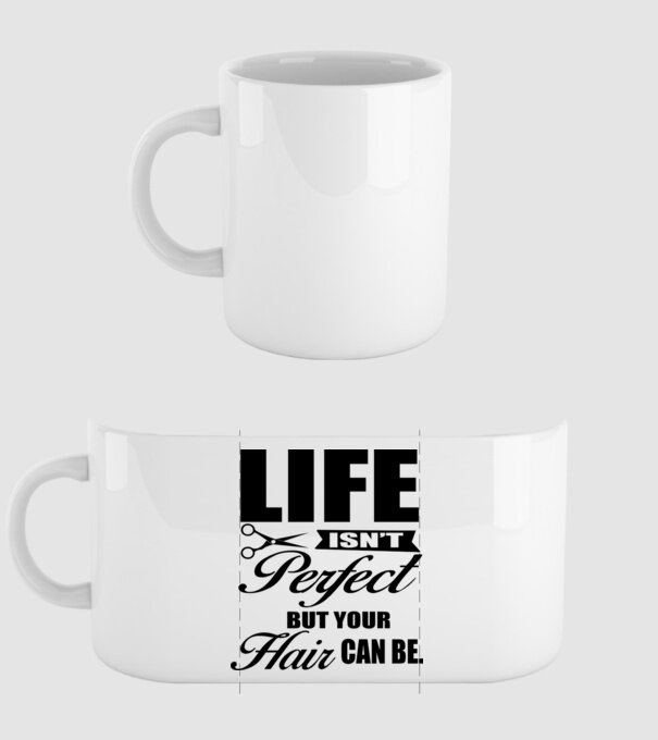 'Life isn''t perfect, but your hair can be' model alb pe tricou
