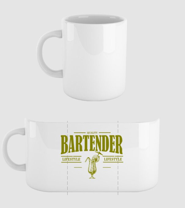 Lifestyle Bartender model alb pe tricou