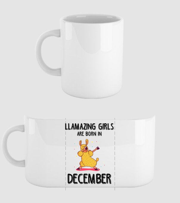 Llamazing girls are born in december black model alb pe tricou
