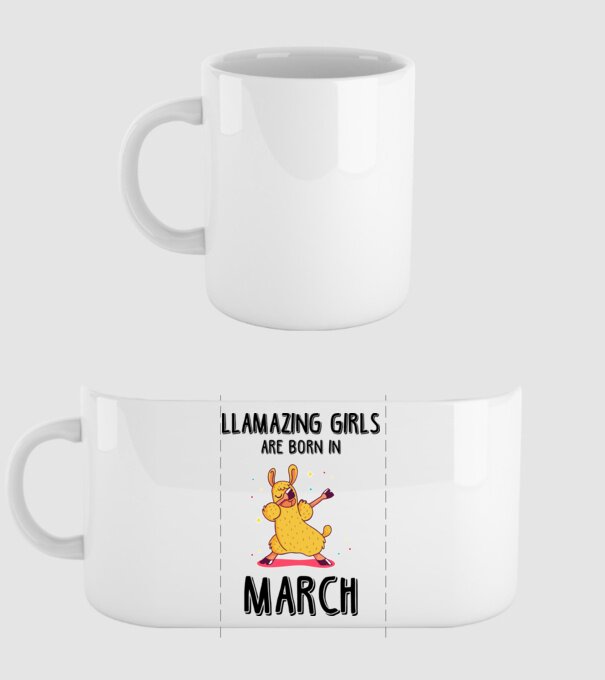 llamazing girls are born in march black model alb pe tricou