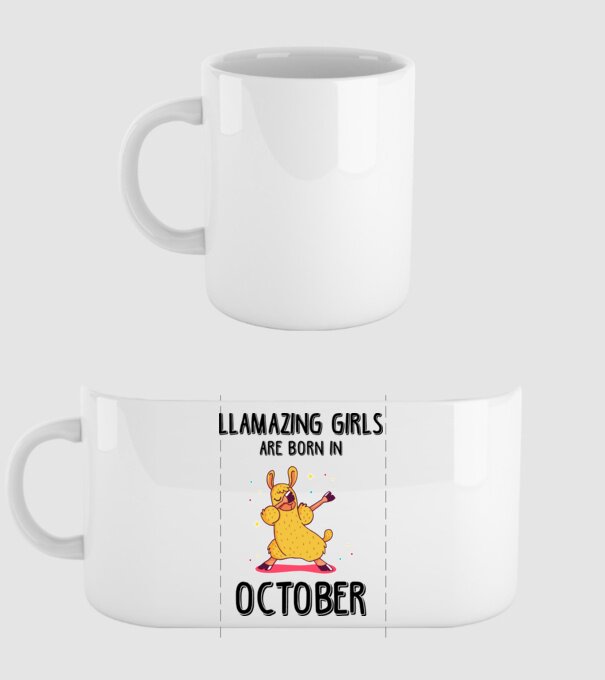 Llamazing girls are born in october black model alb pe tricou