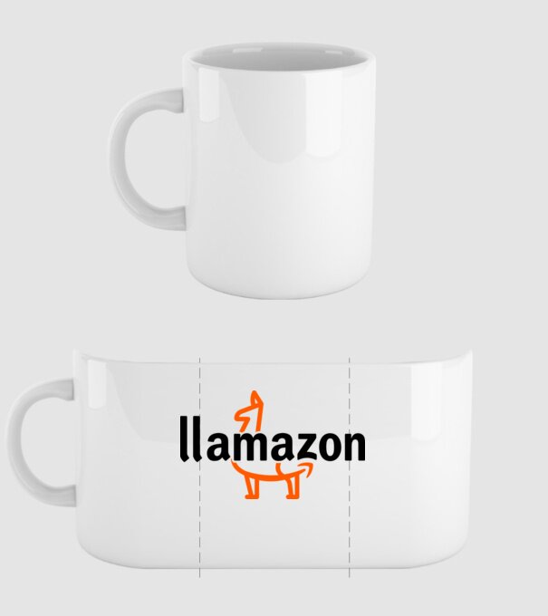 Llamazon model alb pe tricou