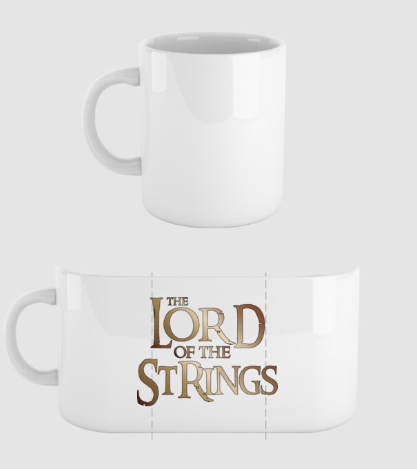 Lord of the Strings model alb pe tricou