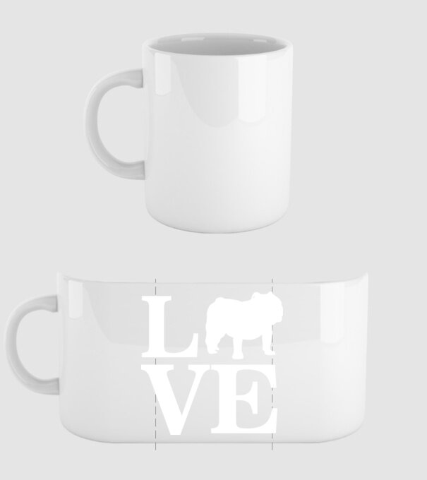 LOVE BULDOG ENGLEZESC model alb pe tricou
