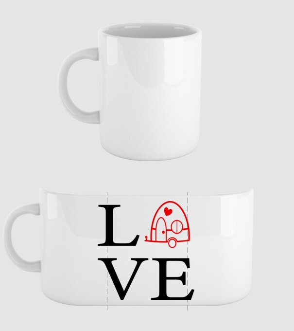 Love camping model alb pe tricou