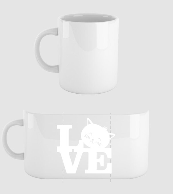 Love Pisică model alb pe tricou