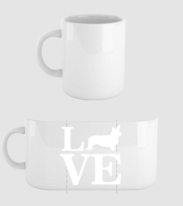 LOVE CORGIE model alb pe tricou