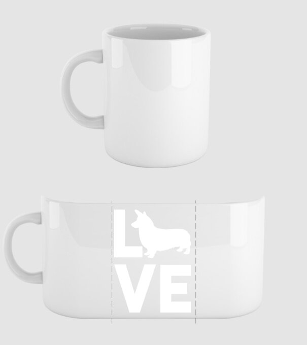 LOVE Corgie model alb pe tricou