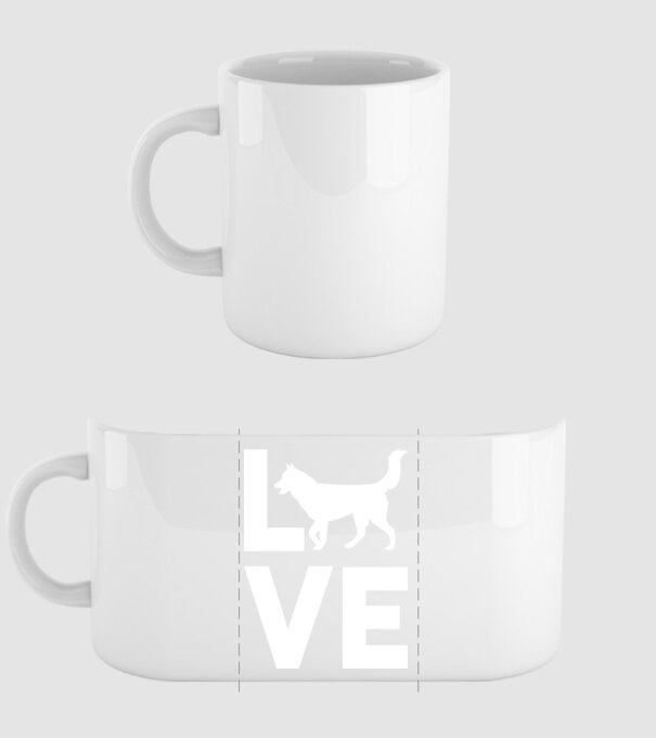 LOVE Husky model alb pe tricou
