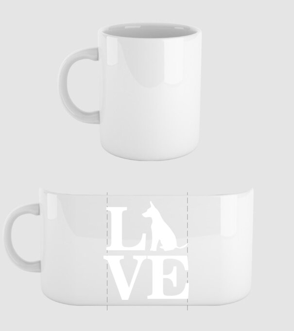 Love câini model alb pe tricou