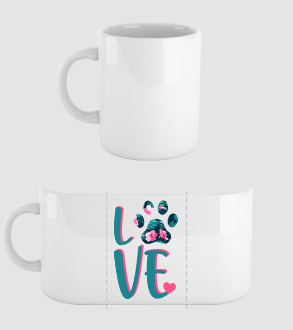 LOVE CÂINI model alb pe tricou