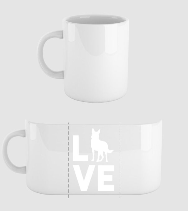 LOVE ciobănesc german model alb pe tricou