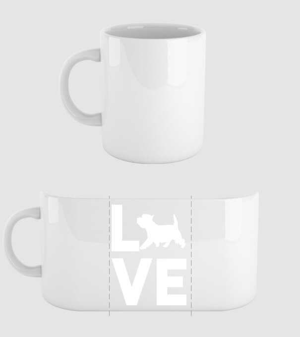 LOVE Westie model alb pe tricou