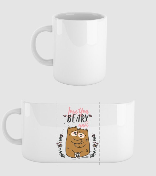 LoveU BEARY much model alb pe tricou