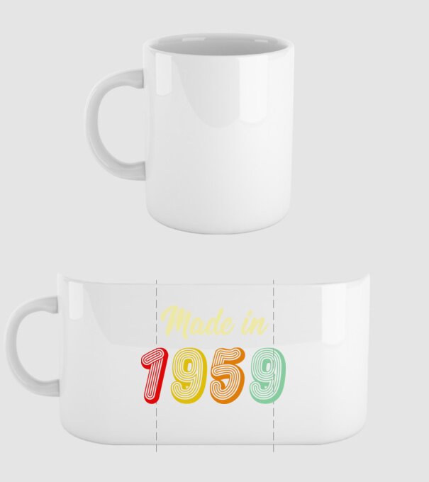 made in 1959 retro model alb pe tricou