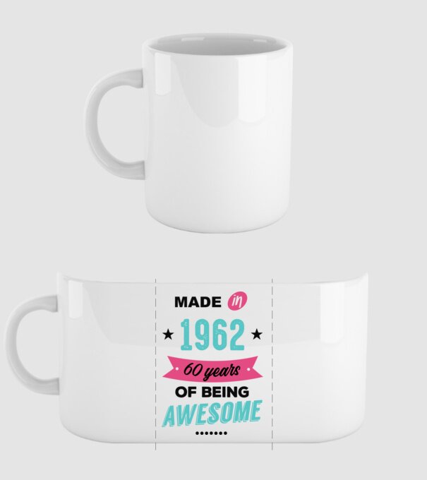 MADE in 1962 model alb pe tricou