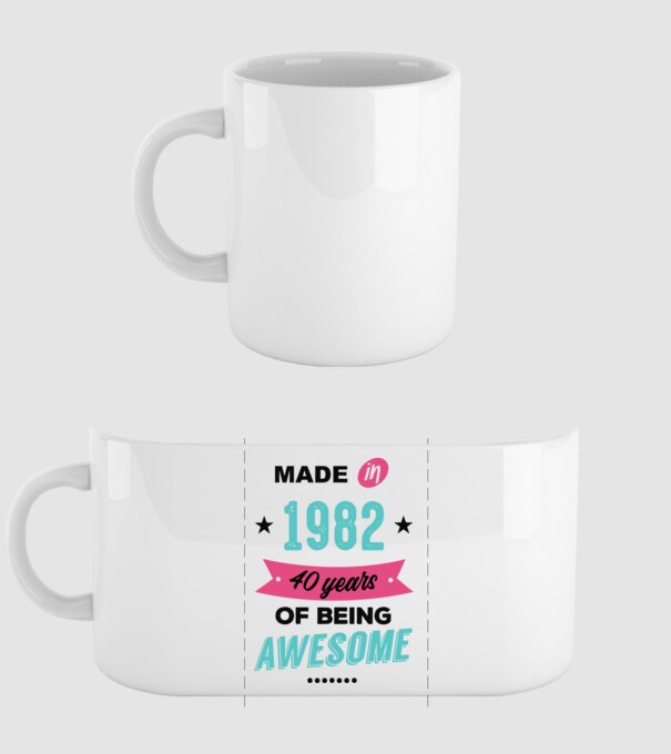 MADE in 1982 model alb pe tricou