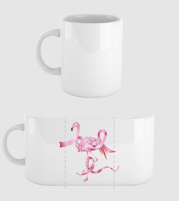 Împotriva Cancerului de sân flamingo model alb pe tricou