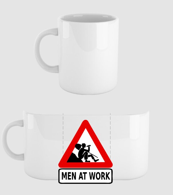 men at work model alb pe tricou