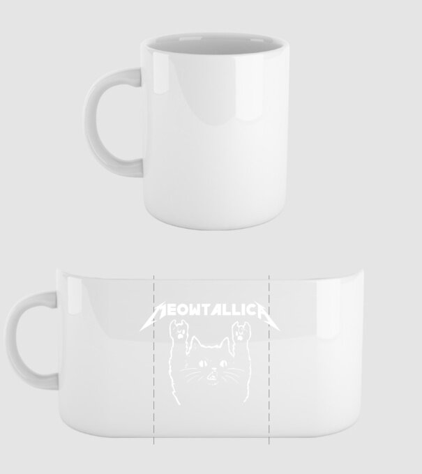 Meowtalica model alb pe tricou
