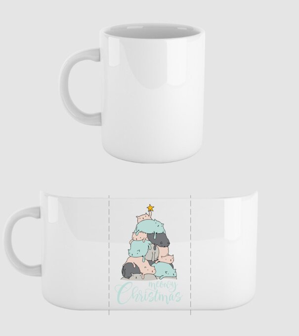Meowy Christmas model alb pe tricou