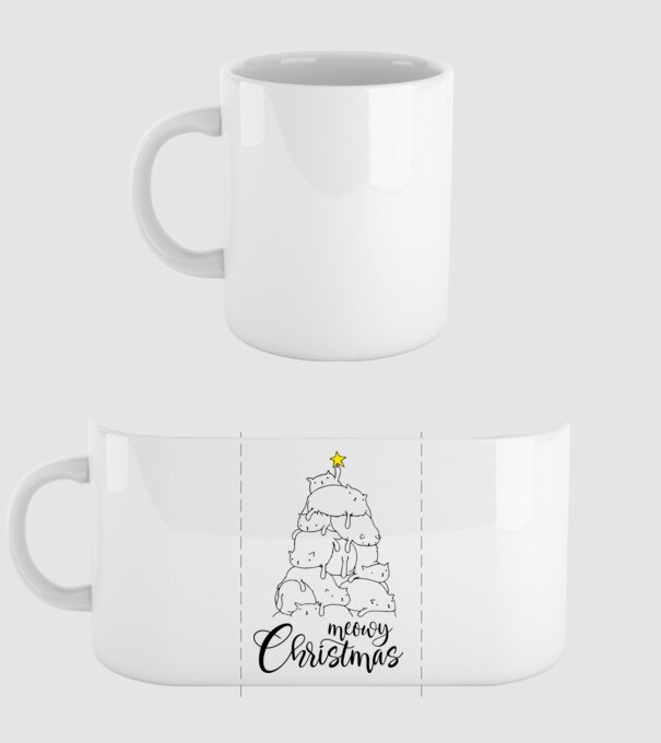 Meowy Christmas model alb pe tricou