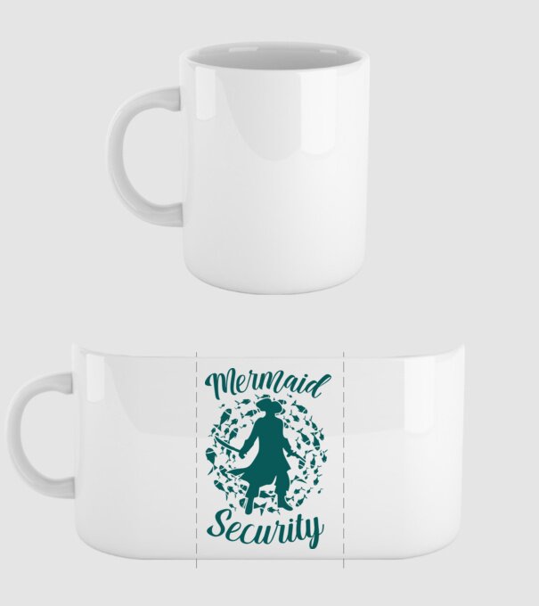 Mermaid Security boys model alb pe tricou