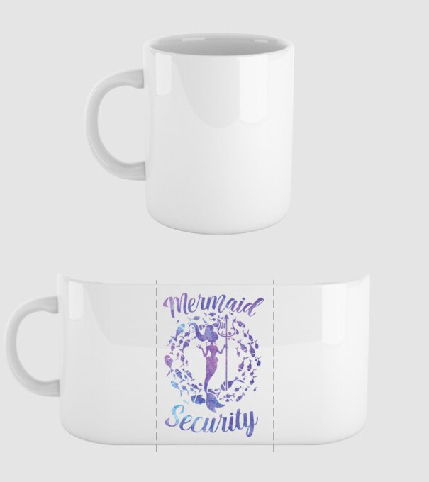 Mermaid Security girls aquarell model alb pe tricou