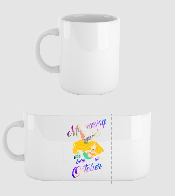 Mermazing girls are born october model alb pe tricou