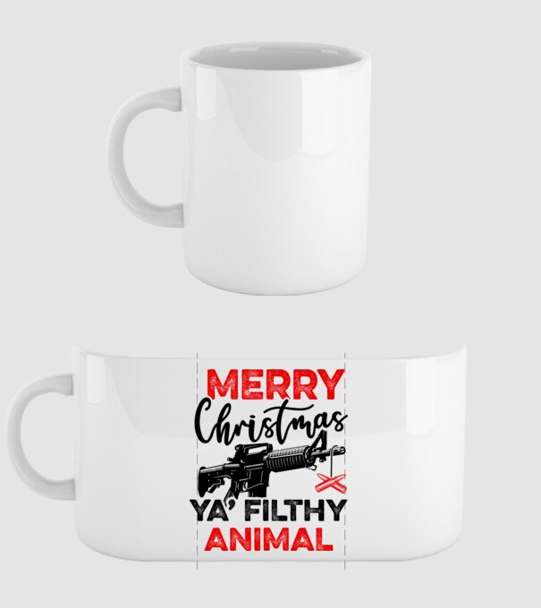 Merry Christmas Ya Filthy Animal model alb pe tricou