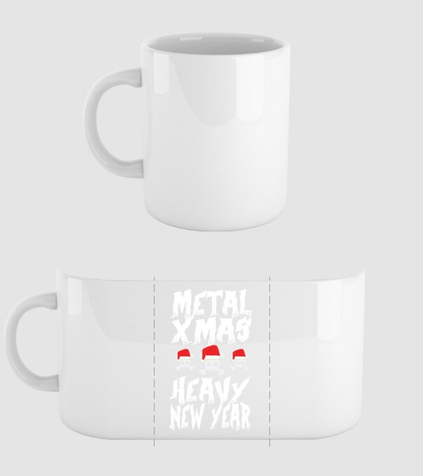 Metal x-mas - Heavy new year model alb pe tricou