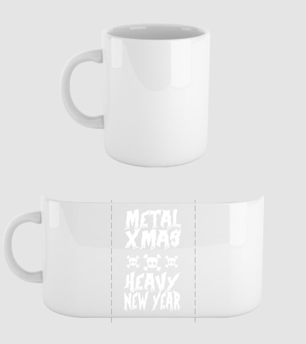 Metal x-mas - Heavy new year model alb pe tricou