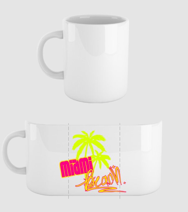 Miami beach model alb pe tricou