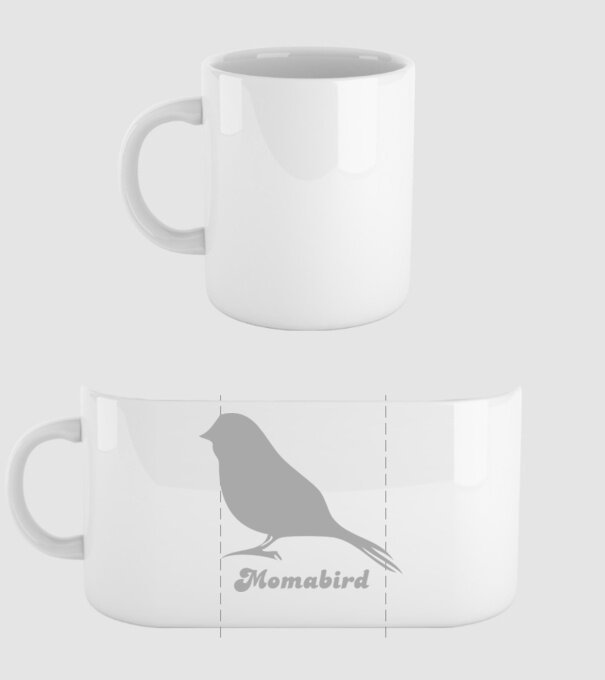 Momabird model alb pe tricou