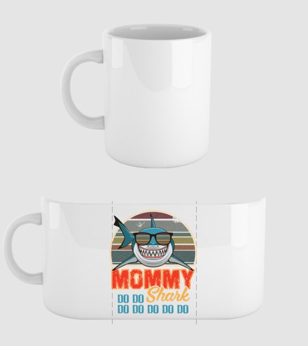 Mommy Shark model alb pe tricou