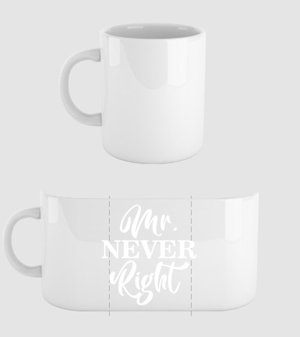 Mr never right model alb pe tricou
