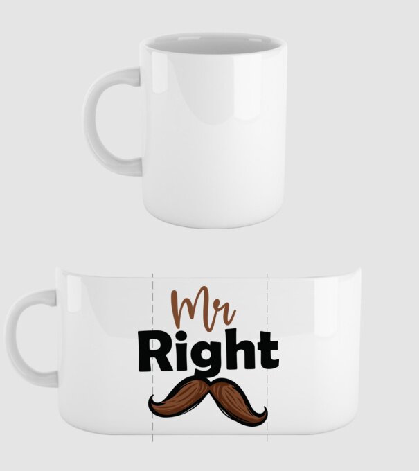 Mr right model alb pe tricou