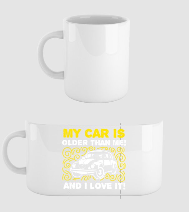 My car is older than me and I love it model alb pe tricou