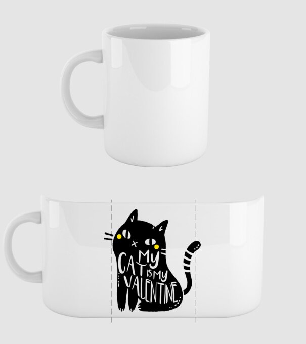 My cat is my valentine model alb pe tricou
