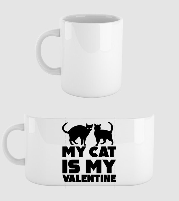 My cat is my valentine black model alb pe tricou