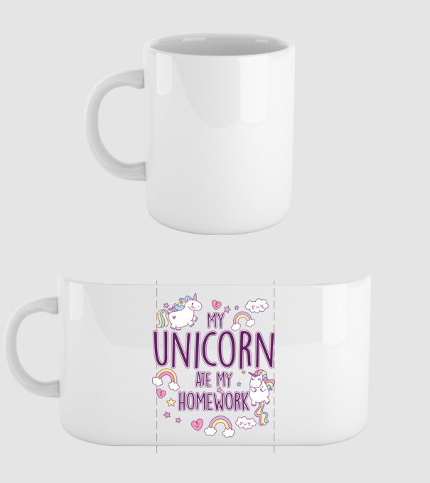 My unicorn ate my homework model alb pe tricou