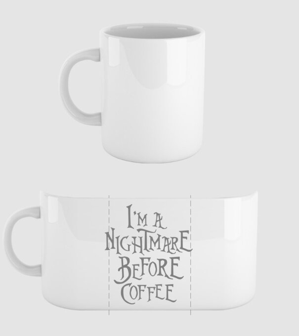 Nightmare before coffee model alb pe tricou