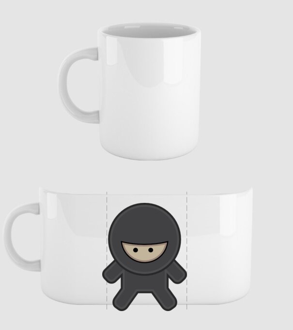ninja model alb pe tricou