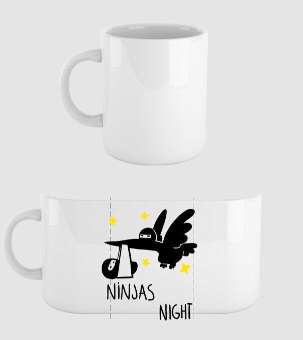 Ninja model alb pe tricou